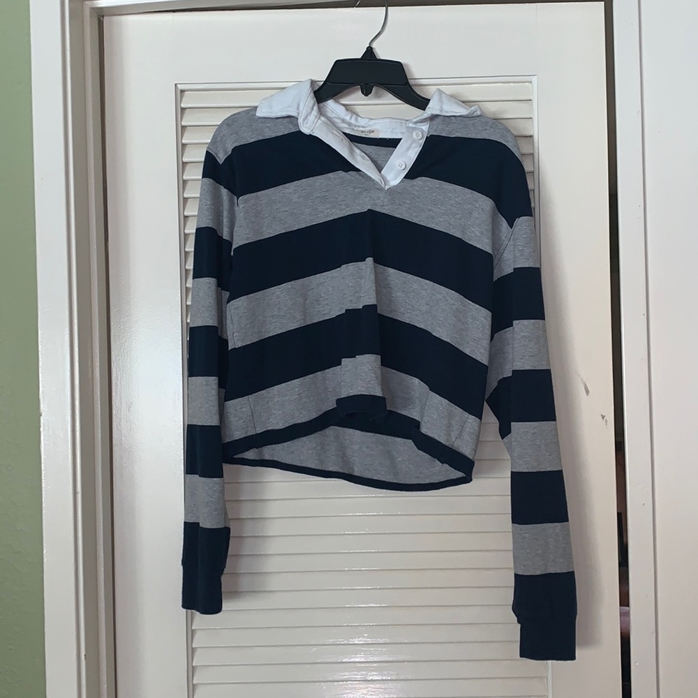 john galt collard blue & grey long sleeve - small